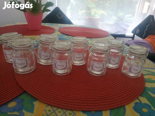 Retro csatos füszeres üvegek 8db készlet