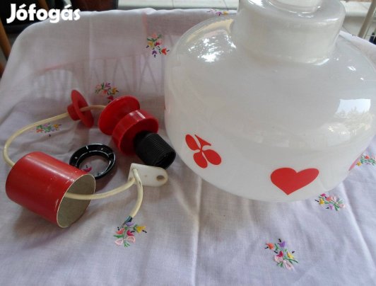 Retro csillár, mennyezeti függeszték, lámpa üveg búrával 1