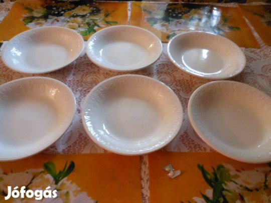 Retró csipkemintás új 6dbos gránitpecsétes mélytányér készlet
