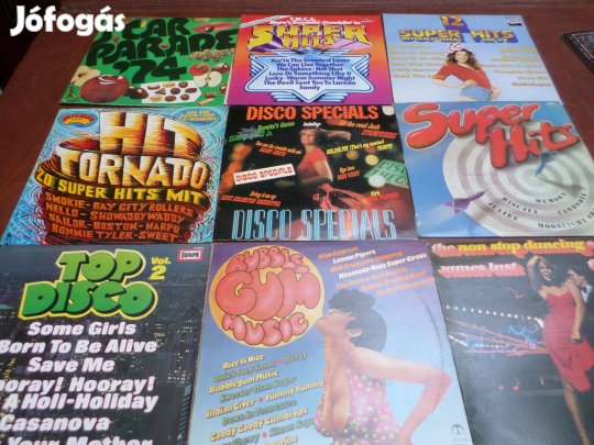 Retro disco bakelit lemez gyűjtemény 9 db