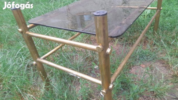 Retro exkluziv réz üveg dohányzó asztal kisasztal 40*90cm Taszáron átv