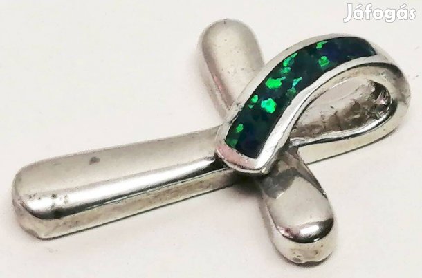 Retro ezüst keresztmedál, rekeszberakásos tömör 925-ös sterling ezüst