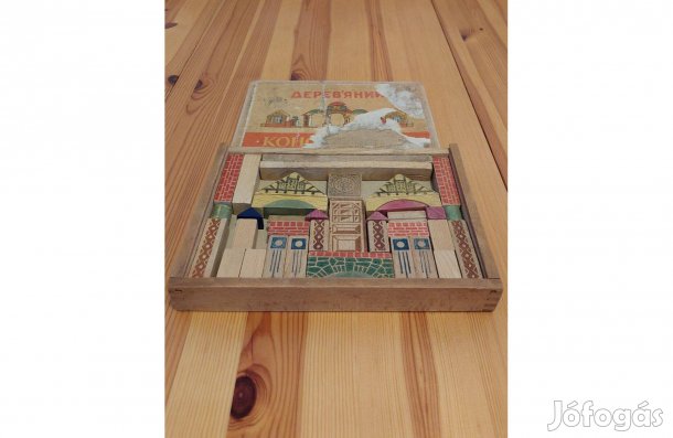 Retro fa építőkocka, kb. 65 éves