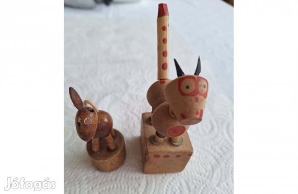 Retró fa gyerekjáték összecsuklós kecske, nyuszi együtt 1000 Ft