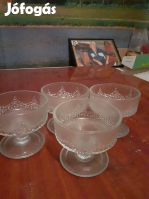 Retro fagylaltos talpas üvegpohár 4db