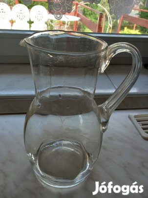 Retro fehér üveg boros kancsó 1 l-es