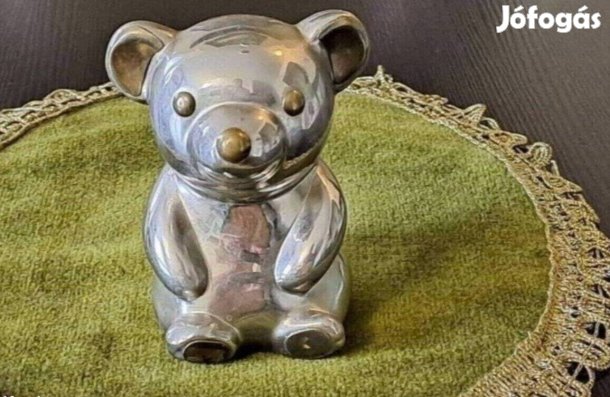 Retro fém mackó polcdísz