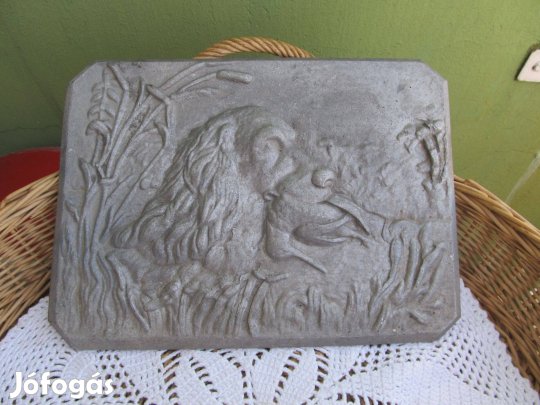 Retro fém öntvény kép -Vadászkutya