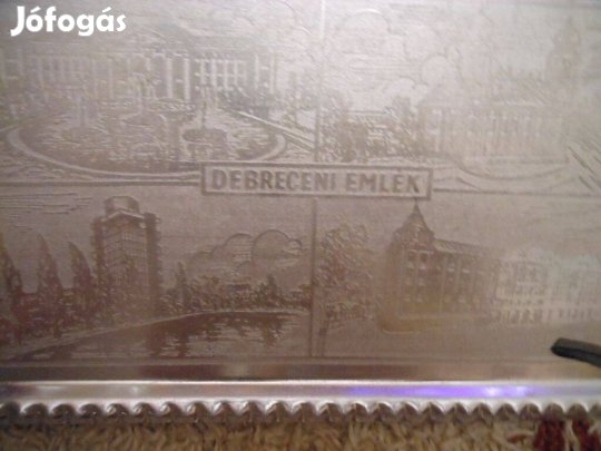 Retró fém tálca -debreceni emlék- és van cskét kerek orosz