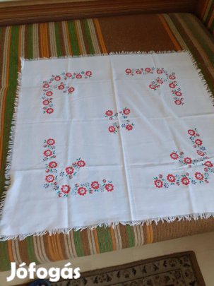 Retro festett lenvászon asztalterítő 80x80cm