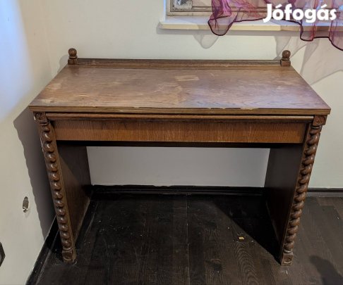 Retró fésülködőasztal / Toalettasztal - Rejtett tükrös, csavart lábas