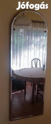 Retro fozolt nagyméretű fa keretes tükör 150x52 cm