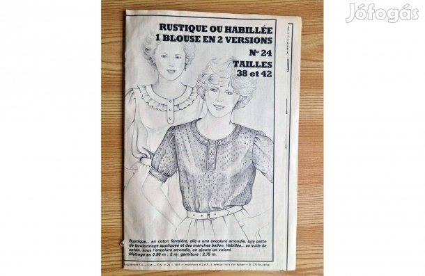 Retro francia szabásminta - rustique ou habillée blouse 2 versions