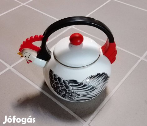 Retró fütyülős vízforraló kakas motívummal