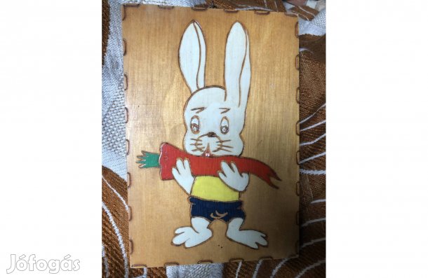 Retró gyerekszoba kép, nyuszis falikép 2500 Ft