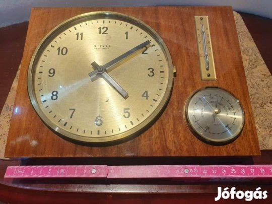 Retro hagyományos nagyméretű időjárás állomás órával GDR szocreál b3