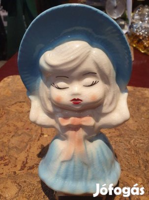 Retro hibátlan tündéri porcelán kislány lakásdekoráció
