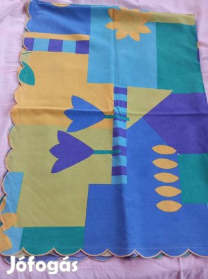 Retro hibátlan vászon asztalterítő hímzett széllel 100x120cm