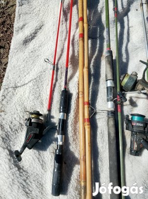 Retro horgász felszerelés csomag üveg botok