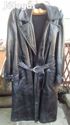 Retro hosszú valódi bőrkabát kivehető béléssel férfi