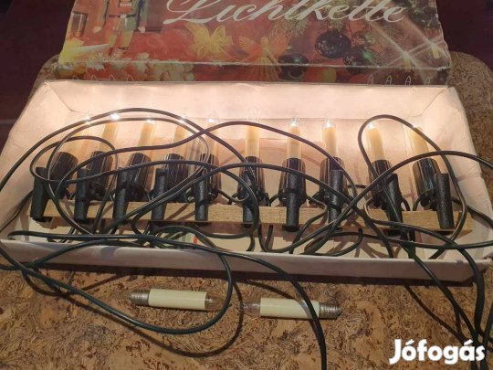 Retro igényes narva karácsonyi E10-es igazi gyertyaizzókkal fényfüzér