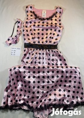 Retro jelmez, rózsaszín pöttyös jelmez, felnőtt jelmez M319