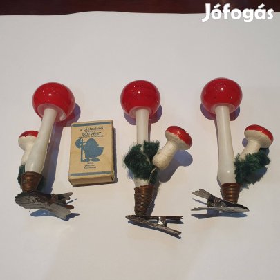 Retro karácsonyfadíszek csiptethető gombák darabra szocreál