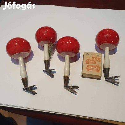 Retro karácsonyfadíszek csiptethető gombák darabra szocreál