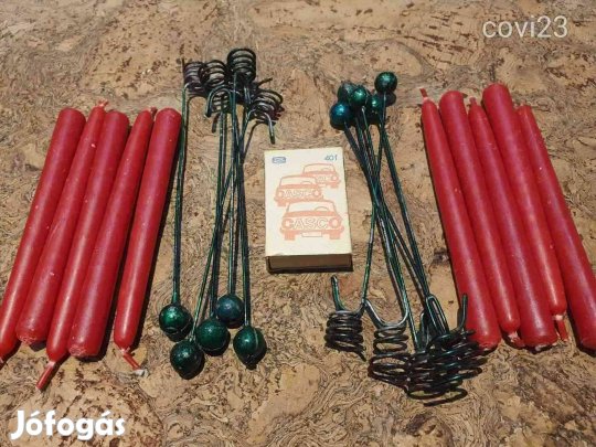 Retro karácsonyfára akasztható ólomgolyós gyertyatartók korabeli gyert