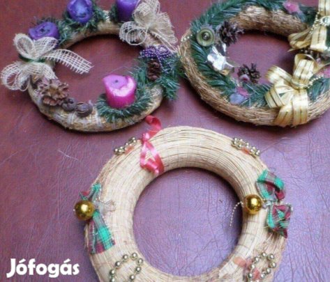Retro karácsonyi dísz adventi koszorú 3 db