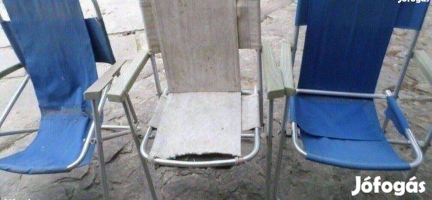 Retro kemping szék fém vázas 3 db