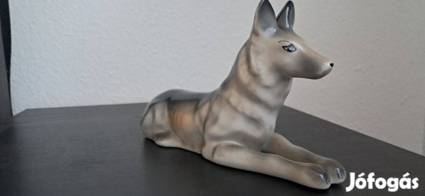 Retró kerámia német juhászkutya 23 cm