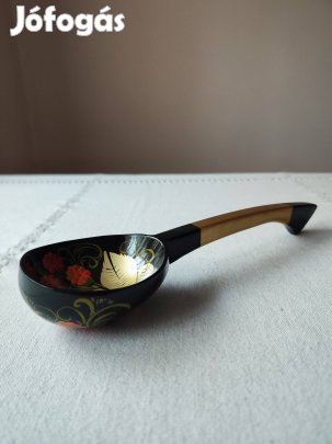 Retro kézzel festett dísz fakanál - 31,5 cm