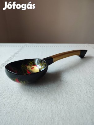 Retro kézzel festett dísz fakanál - 31,5 cm