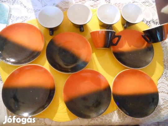 Retró kispesti gránit kávés mokkás pohárkészlet 6dbos