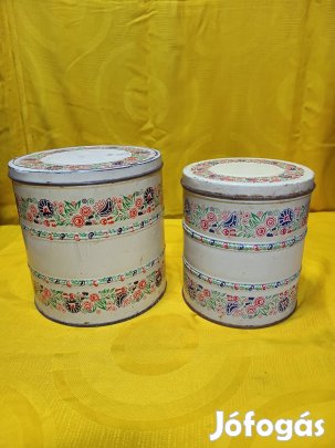 Retró lisztes doboz liszttartó fém doboz 2 db