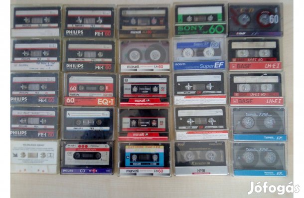 Retró magnókazetta Philips, Sony, Maxel, BASF, Fuji. 25 db