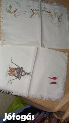 Retró magyaros textil szalvéták, törlők, 2 db, főzőcskézőknek, tiszta