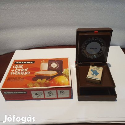 Retro mechanikus asztali mérleg diétás ételekhez és levelekhez 1970