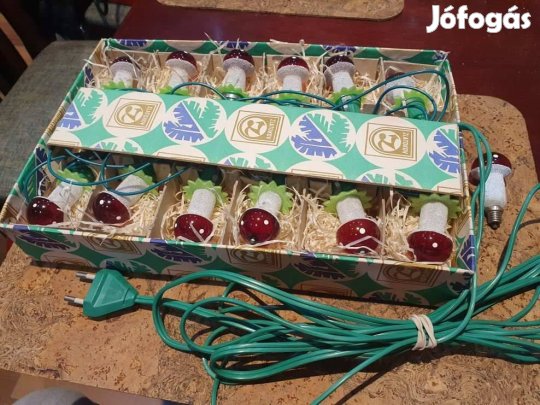 Retro meseszép hibátlan hiánytalan karácsonyi Zlatokov gombás fényfüzé