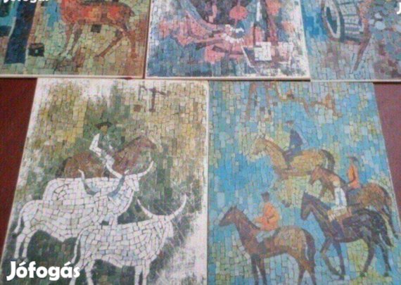 Retro mozaik mintás kép poszter 5 db