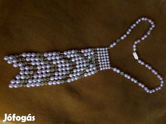 Retro műanyag gyöngy nyaklánc, bizsu