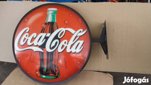 Retro nagy 90 cm Coca Cola oldalas világító reklámtábla konzollal elad