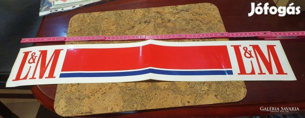 Retro nagyméretű L&M matrica levonó trafikárú szocreál dekoráció