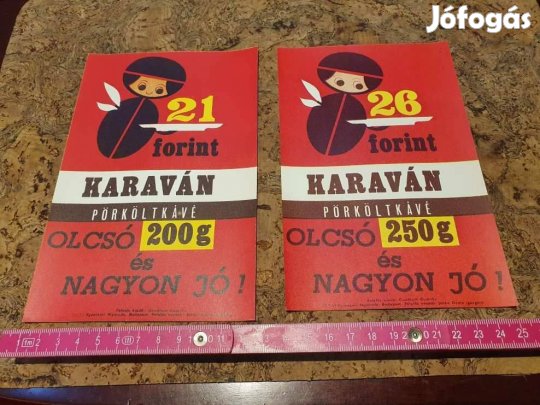 Retro nagyméretű karaván kávés címkék együtt mokka instant konzum skál