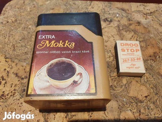 Retro nagyméretű mokkás doboz kávé instant konzum skála szocreál