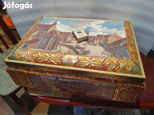 Retro nagyméretű újszerű Nürnbergi süteményes bádog dobozok szocreál