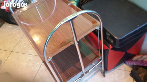 Retro német fém összecsukható zsúrkocsi zsúr kocsi asztal bárkocsi