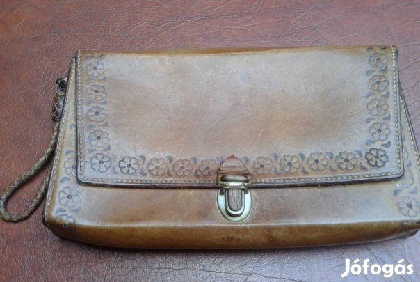 Retro női bőr autós táska kézműves