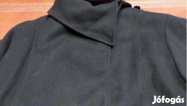 Retro női fekete gyapjú kabát